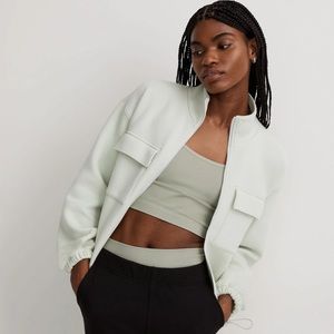 Madewell Quilted Jacquard Zip Jacket - Sz XS, Iced Mint Green